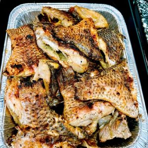 Cut Charcoal Grilled Tiliapia Fish With No Head
