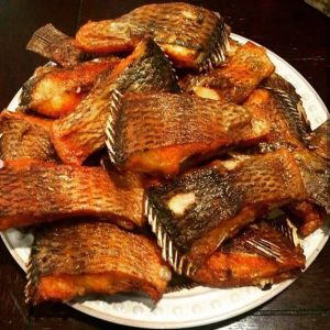 Cut Fried Tilapia Fish With Head